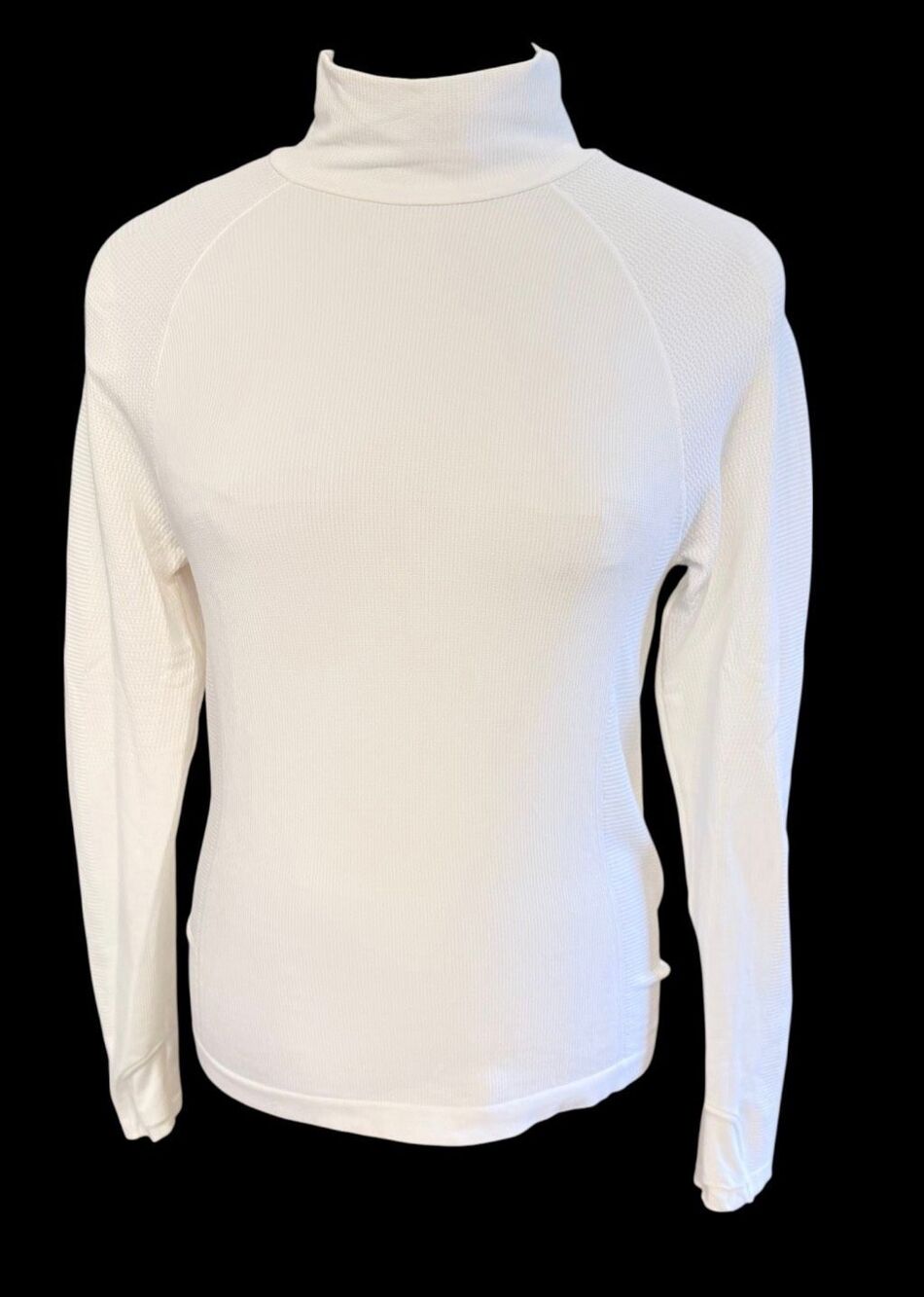 Athleta Flurry Seamless Turtleneck Top White Large Moisture Wicking Base Layer
